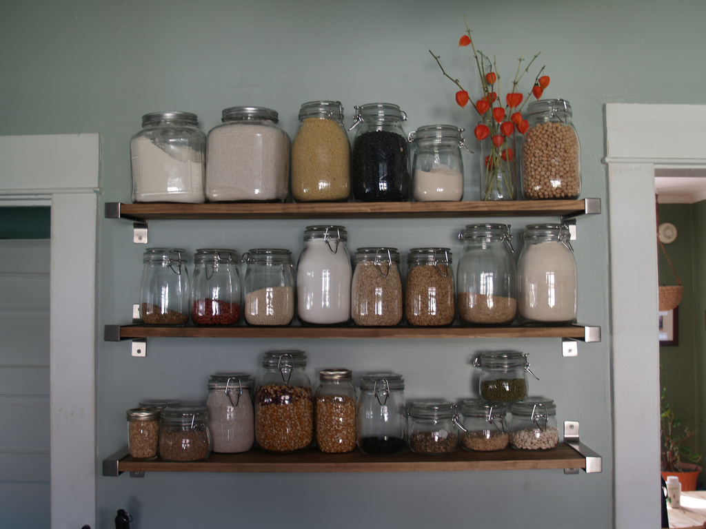 organized containers in kitchen