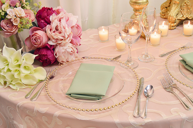 pastel linens dining table