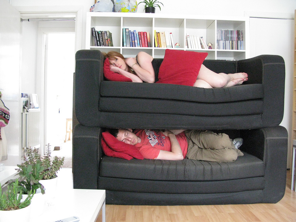 Sofas stacked on top of each other