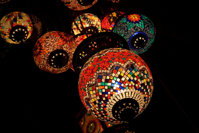 Beautiful Moroccan lights in vibrant colors